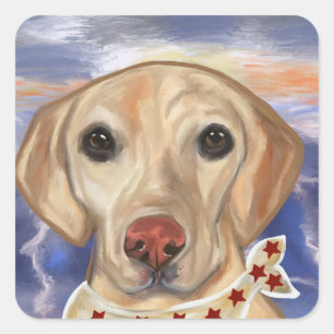 Sticker Carré Retriever du Labrador   