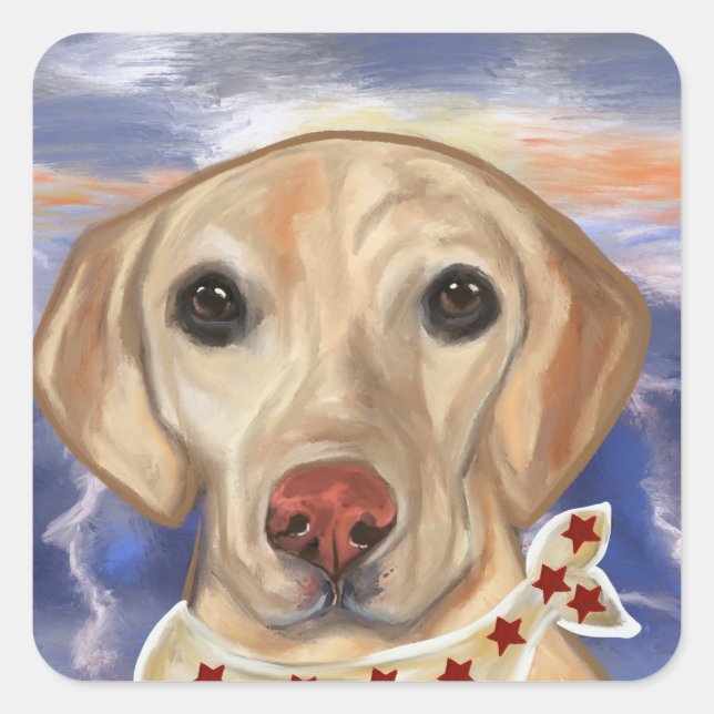 Sticker Carré Retriever du Labrador    (Devant)