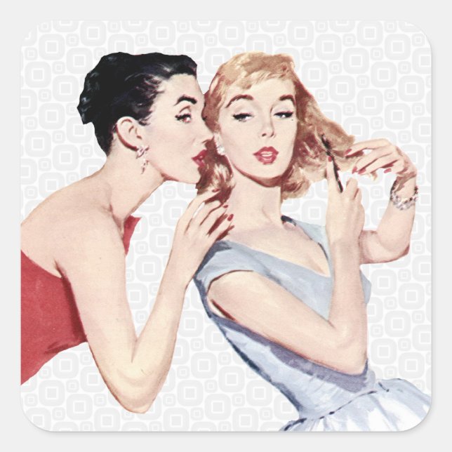 Sticker Carré Retro 1950 Femmes Gossipers (Devant)