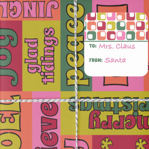 Sticker Carré Retro 1970 Motif de Noël géométrique à