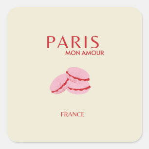 Sticker Carré Retro Abstrait Pastel Paris Travel Art