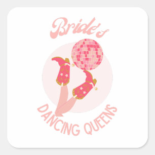 Sticker Carré Rétro années 70 Mariée Dancing Queens Enterrement 