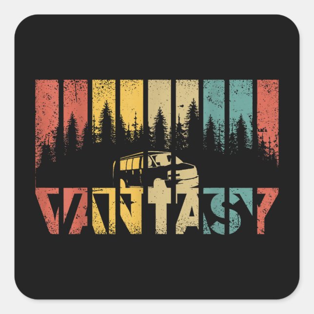 Sticker Carré Retro Camper Van Life - Vintage Vanlife (Devant)