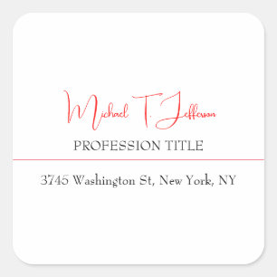 Sticker Carré Retro classique élégant Plain simple rouge blanc