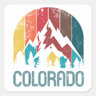 Sticker Carré Retro Colorado Design pour hommes femmes et enfant