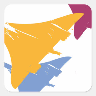 Sticker Carré Rétro conception de vol d'aviation d'avion de