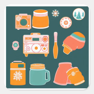 Sticker Carré .	🍪❄️Retro Cozy Winter