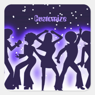Sticker Carré Retro Dance Party Purple