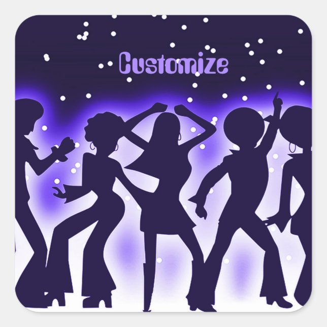 Sticker Carré Retro Dance Party Purple (Devant)