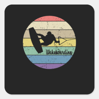 Sticker Carré Rétro de Wakeboarding