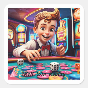 Sticker Carré "Retro Dice Roll"