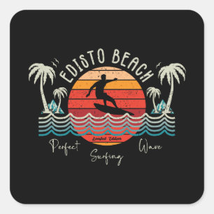 Sticker Carré Retro Edisto Beach Surf