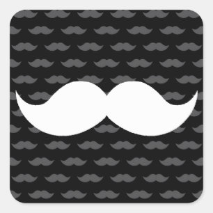 Sticker Carré Retro Funny Handlebar Mustache Moustache