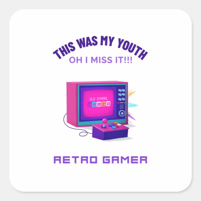 Sticker Carré Rétro Gamer (Devant)