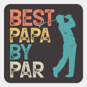 Sticker Carré Retro Golfer - Best Papa By Par