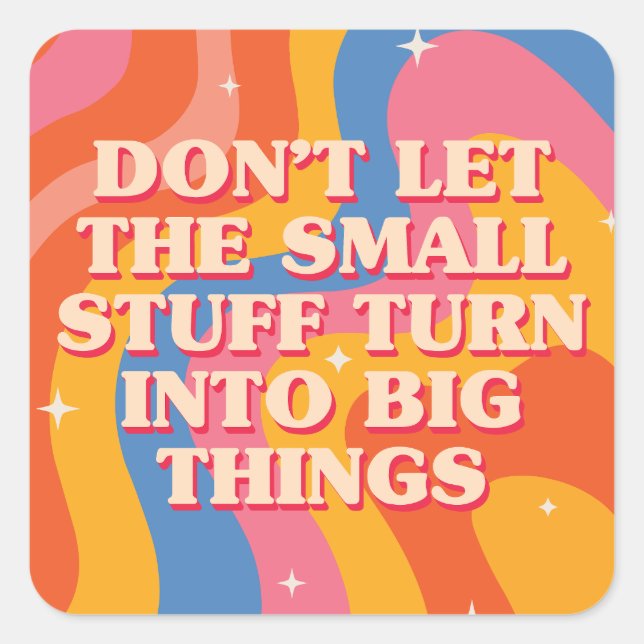 Sticker Carré Retro Groovy Waves With Mindfulness Mantra (Devant)