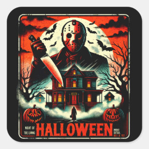 Sticker Carré Rétro Halloween Horror Night 80s Slasher Vibes