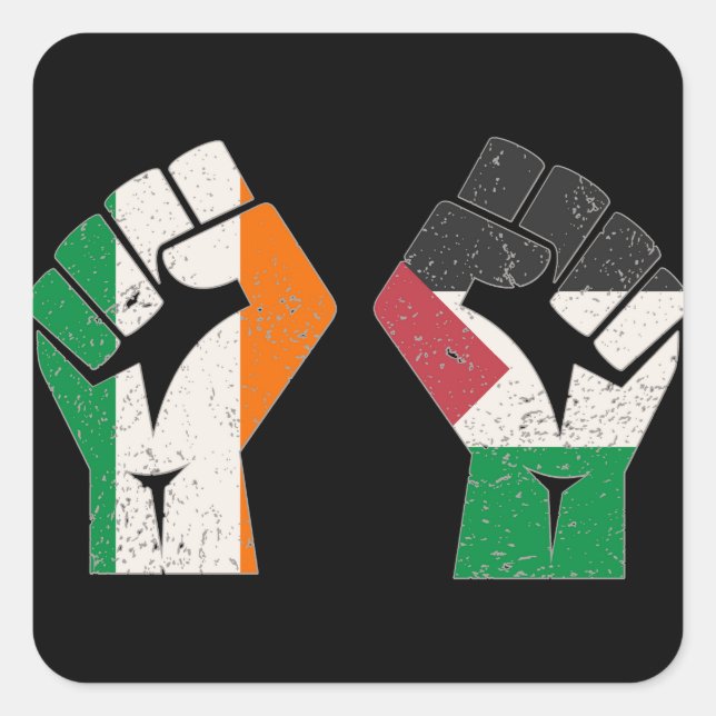 Sticker Carré Rétro Irlande Palestine Solidarité Première révolu (Devant)