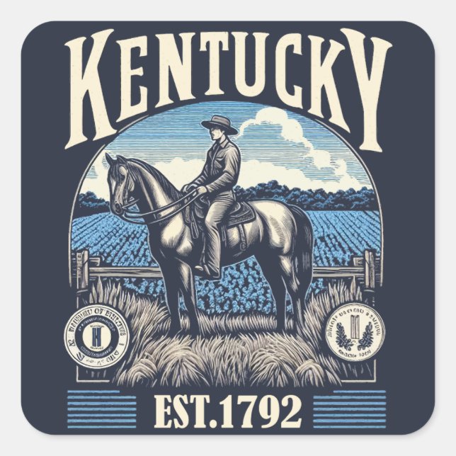 Sticker Carré Retro Kentucky (Devant)