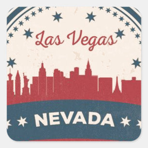 Sticker Carré Retro Las Vegas Skyline