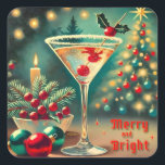 Sticker Carré Retro les années 50 Merry Bright Christmas Cocktai<br><div class="desc">Bienvenue dans mon monde d'Imaginaires du milieu du siècle ! Les créations de ce magasin sont nées de grandir dans une maison du milieu du siècle avec des parents amoureux de Martini. Écrasez les cocktails. Fusionner les faits avec l'imaginaire dans le milieu du siècle Moderne, Jazz, Rétro Futuriste, Atomique et...</div>