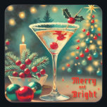 Sticker Carré Retro les années 50 Merry Bright Christmas Cocktai<br><div class="desc">Bienvenue dans mon monde d'Imaginaires du milieu du siècle ! Les créations de ce magasin sont nées de grandir dans une maison du milieu du siècle avec des parents amoureux de Martini. Écrasez les cocktails. Fusionner les faits avec l'imaginaire dans le milieu du siècle Moderne, Jazz, Rétro Futuriste, Atomique et...</div>