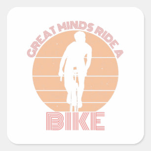 Sticker Carré Retro Les grands esprits font du vélo