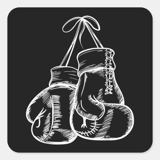 Sticker Carré Retro Love White Boxing Gloves Gifts Boxer Gift  (Devant)