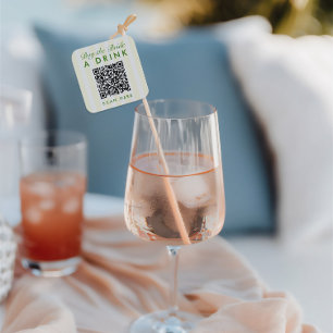 Sticker Carré Rétro Moderne Vintage Code QR Jaune Enterrement de