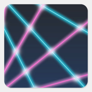 Sticker Carré Rétro néon de la lumière laser 80s d'arrière -