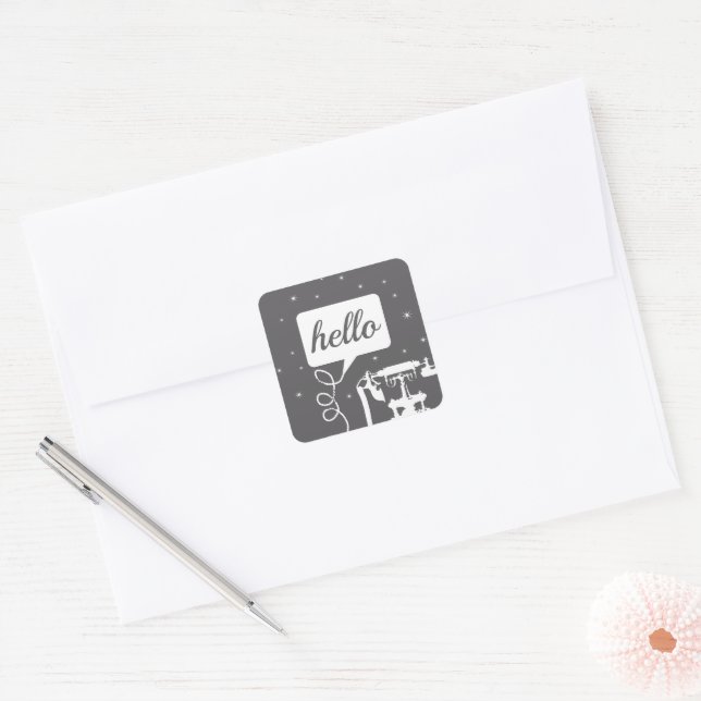 Sticker Carré Rétro n'importe quel Motif téléphonique couleur (Enveloppe)