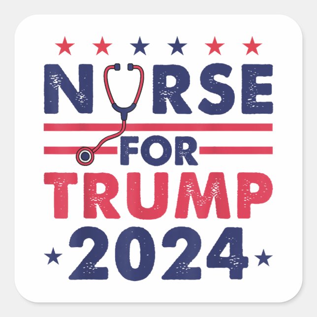 Sticker Carré Retro Nurses For Trump 2024 America Stars Drapeau  (Devant)