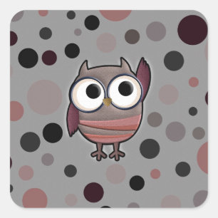 Sticker Carré Retro Owl