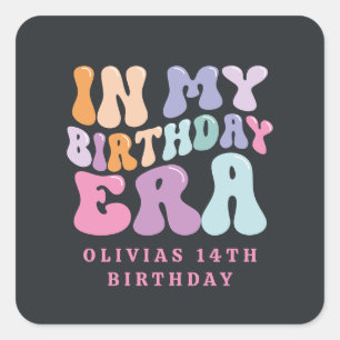 Sticker Carré Retro pastel coloré époque d'anniversaire moderne