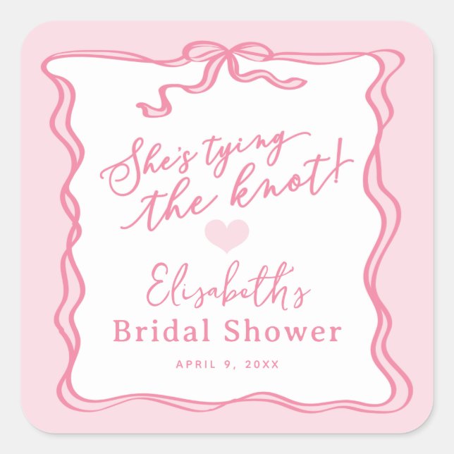 Sticker Carré Retro Pink Bow Elle noue le noeud (Devant)
