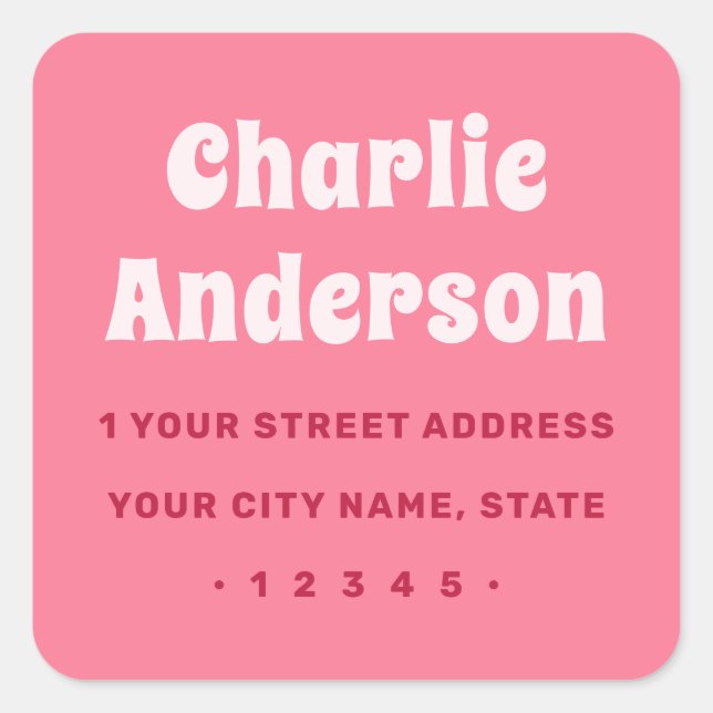 Sticker Carré Retro pink return address (Devant)