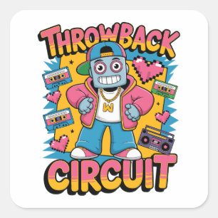 Sticker Carré Retro Robot 90s Design Hip hop - Fun Cartoon Throw