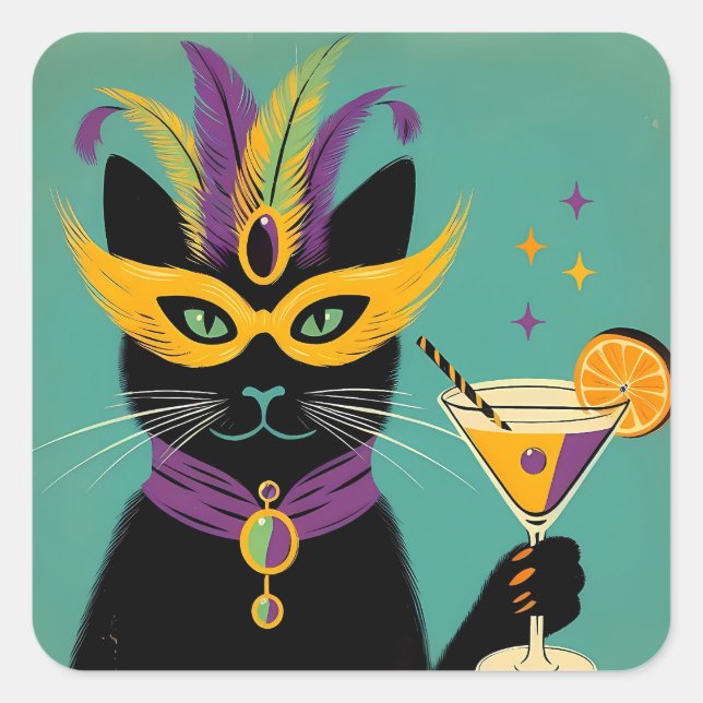 Sticker Carré Rétro Sophisticats C'est l'heure du Martini de Mar (Devant)