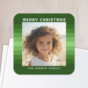 Sticker Carré Retro Stripes - Christmas Green - Simple Photo