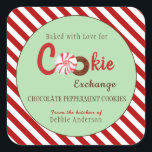 Sticker Carré Retro style Christmas Cookie Exchange<br><div class="desc">Un étiquette autocollant de style rétro pour vous pour décorer vos biscuits de vacances faits maison. Idéal pour l'échange de biscuits de vacances, cadeaux et boulangerie. Customisez en utilisant les cases "Modifier ce modèle de conception" sur le côté droit de l'élément, ou cliquez sur le bouton bleu "Customiser" pour arranger...</div>