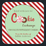 Sticker Carré Retro style Christmas Cookie Exchange<br><div class="desc">Un étiquette autocollant de style rétro pour vous pour décorer vos biscuits de vacances faits maison. Idéal pour l'échange de biscuits de vacances, cadeaux et boulangerie. Customisez en utilisant les cases "Modifier ce modèle de conception" sur le côté droit de l'élément, ou cliquez sur le bouton bleu "Customiser" pour arranger...</div>