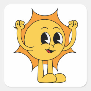 Sticker Carré Retro Sun Smiley
