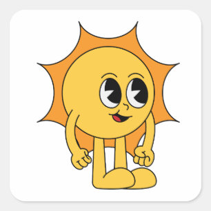 Sticker Carré Retro Sun Smiley