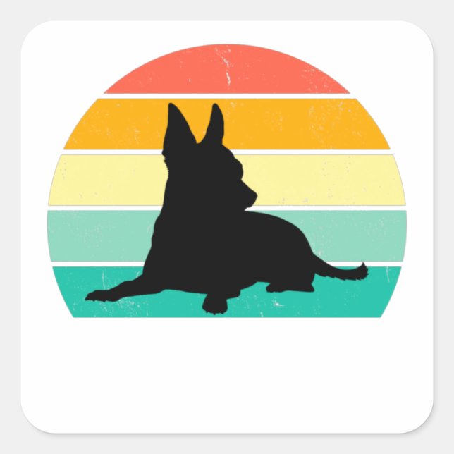 Sticker Carré Retro Sunset Chihuahua (Devant)