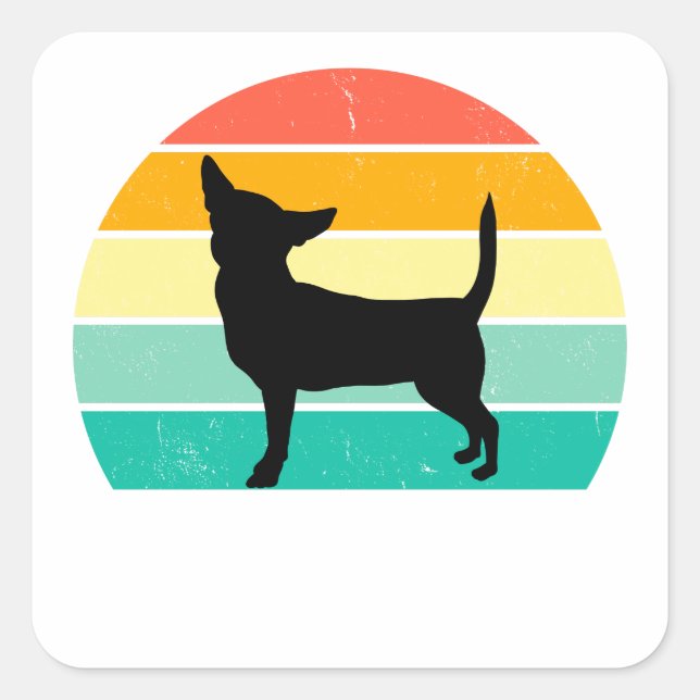 Sticker Carré Retro Sunset Chihuahua (Devant)