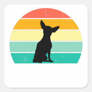 Sticker Carré Retro Sunset Chihuahua