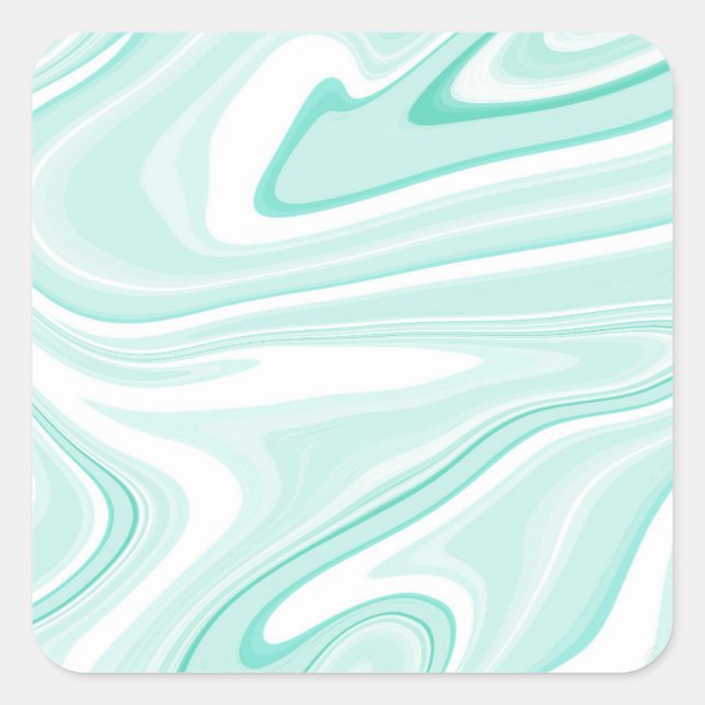 Sticker Carré Retro Swirl Liquide Aqua Peinture Verte Esthétique (Devant)