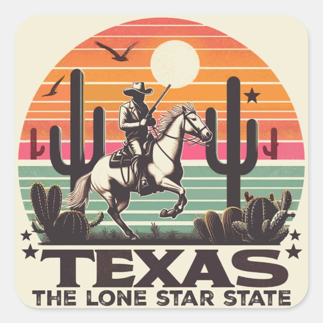 Sticker Carré Retro Texas (Devant)