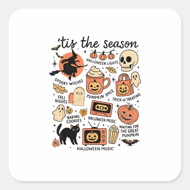 Sticker Carré Retro Tis Saison Halloween Saison Automne Design (Devant)