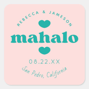 Sticker Carré Retro Union rose et Mariage Turquoise Mahalo